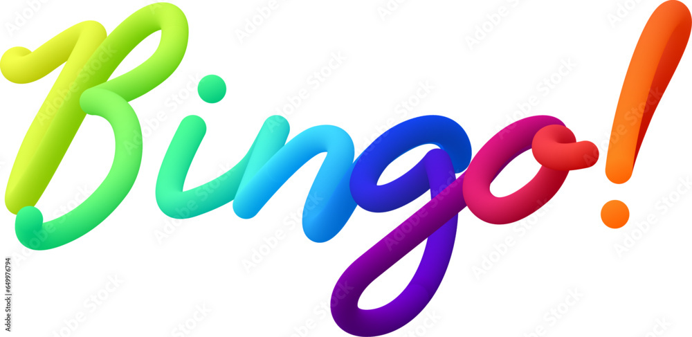 Bingo fluid 3d twist text made of blended colorful circles. Bingo fluid 3d twist text made of blended colorful circles.