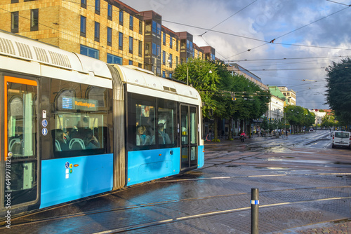 Tram at Kungsportsavenyn in central Gothenburg.