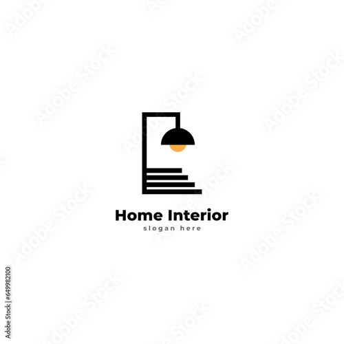Interior design logo furniture house vector, home staging property care template real estate business idea