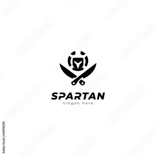 spartan logo and vector design helmet and head
