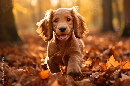 Beautiful dog running in au...
