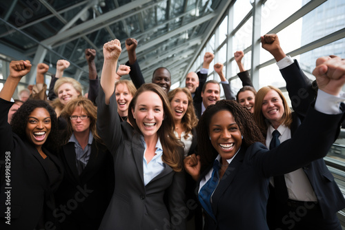 Business work team celebrating success