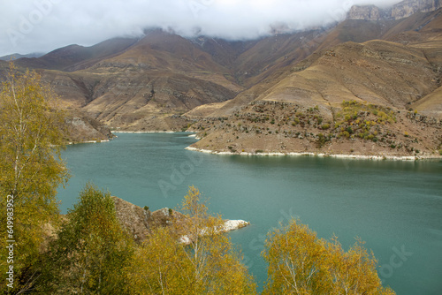 Bylym reservoir in the late autumn, Caucasus mountains, Elbrus region photo