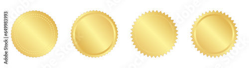 Set of gold seals. Decoration, badge, label, stamp, certificate. Vector illustration