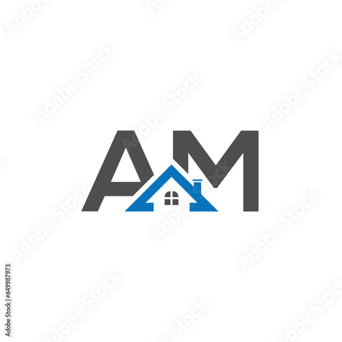 Initial letter am Real Estate Letter am Logo Design With a House Icon;