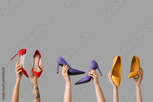 Women holding different sty...