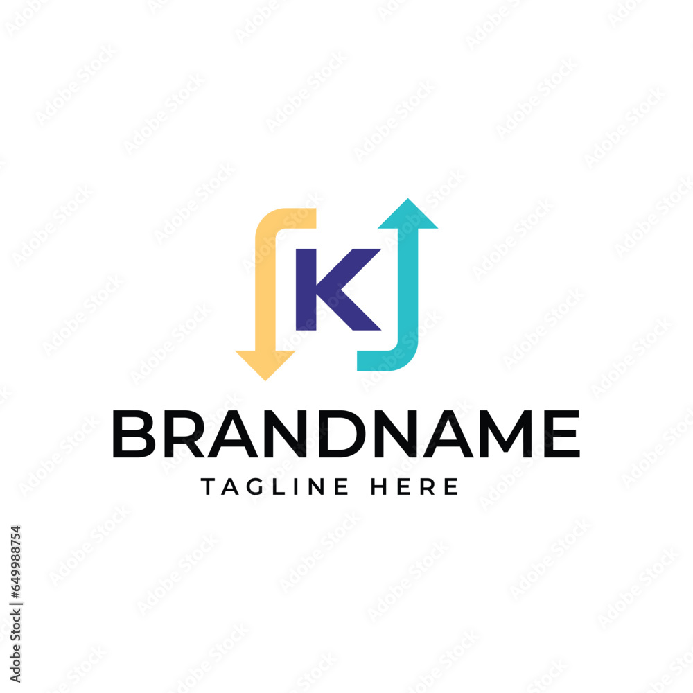 Letter K logo combined with two arrows Letter K logo combined with two arrows
