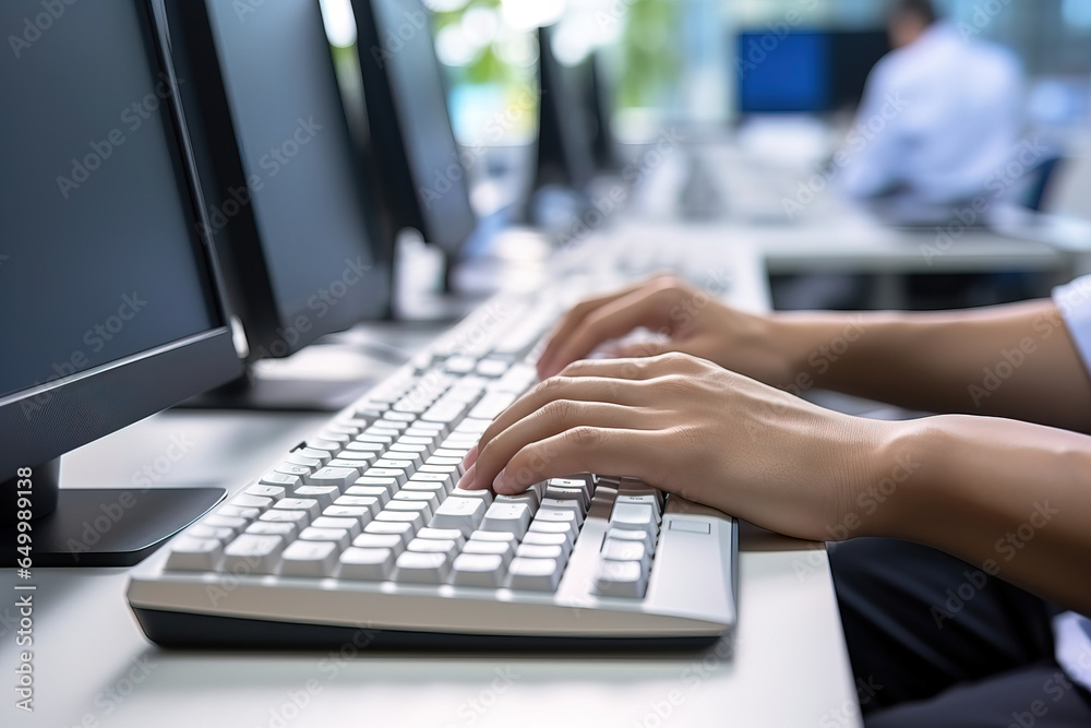 young man hands typing on a keyboard at a office enrionment young man hands typing on a keyboard at a office enrionment