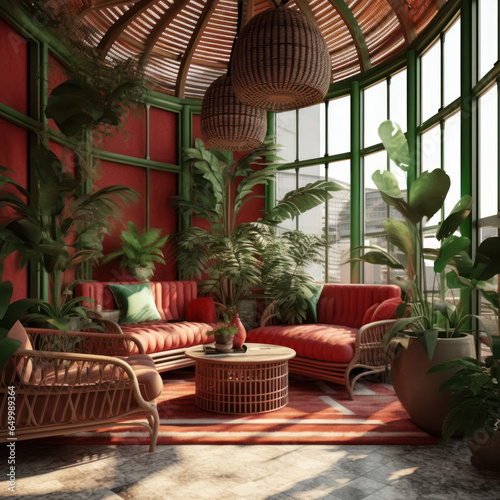  3d rendering of a exotic sunroom 