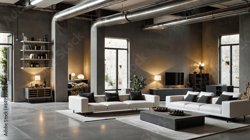 Industrial Style Meeting Living Room Space Design
