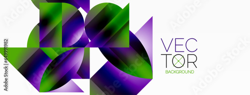 Serene gradient template. Circles and triangles mingle in minimalist perfection. Gentle fusion of forms and hues creates balanced yet captivating backdrop, embodying modern sophistication