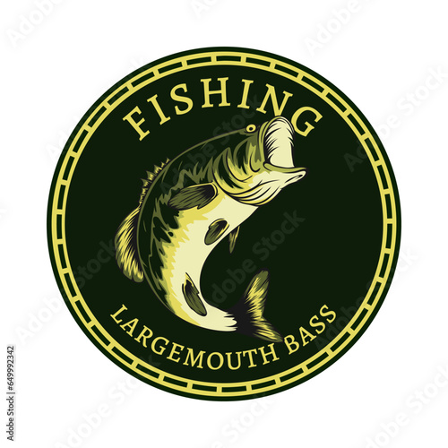 largemouth bass fishing logo badge design