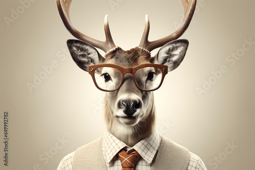 cute deer animal with glasses