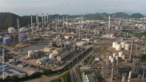 High angle view oil refinery industry suitable for energy background.