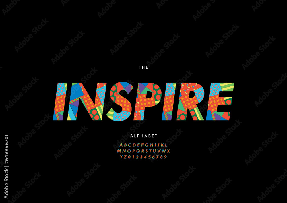 Vector of stylized modern font and alphabet Vector of stylized modern font and alphabet