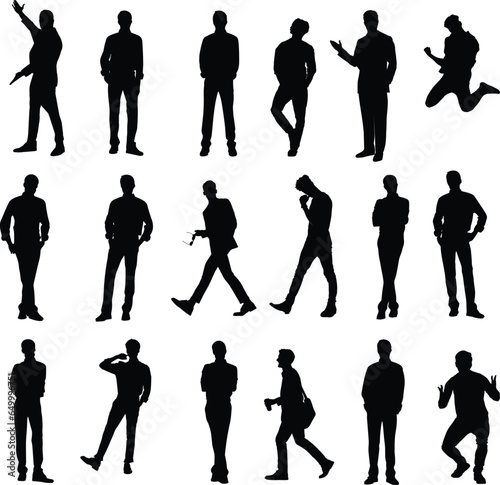 set of people man pose silhouettes