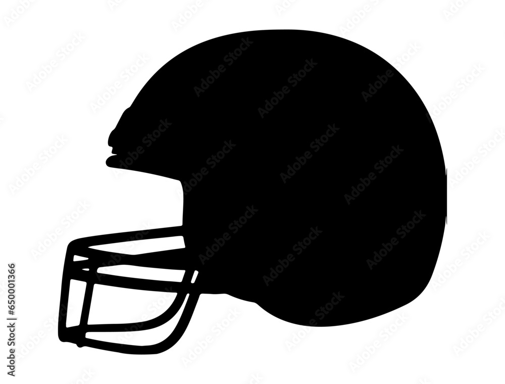 Football helmet silhouette vector art white background Football helmet silhouette vector art white background