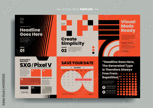 Vector of modern stylized social media post and template