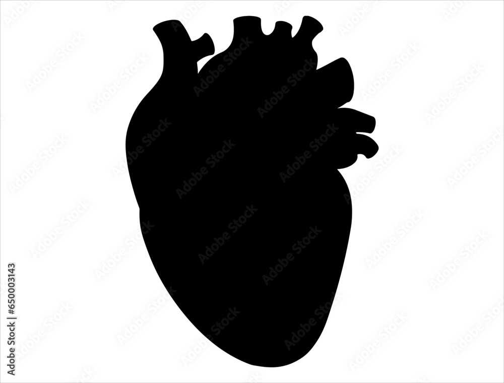 Human heart silhouette vector art white background Stock Vector | Adobe ...