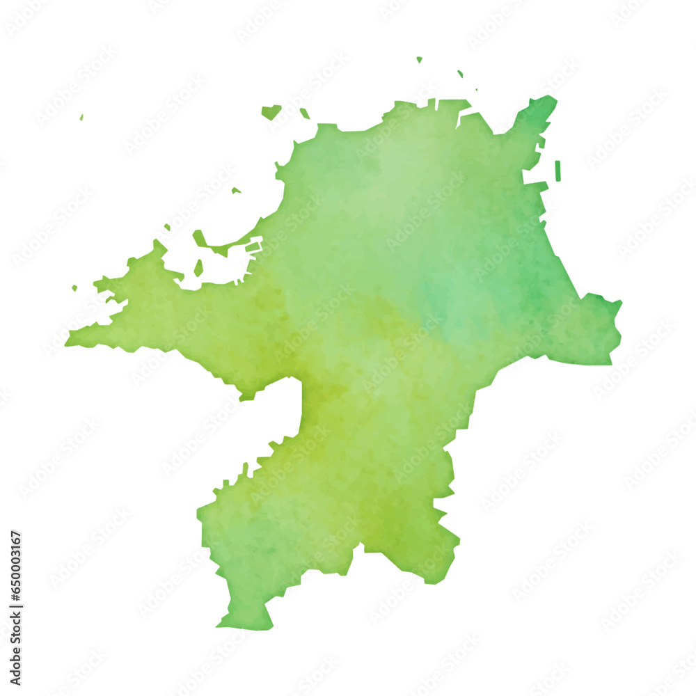 Vecteur Stock 水彩風の福岡県地図のイラスト Adobe Stock