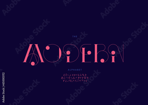 Vector of stylized modern font and alphabet