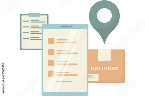 list of package recipients, list of destinations for sending packages on the smartphone