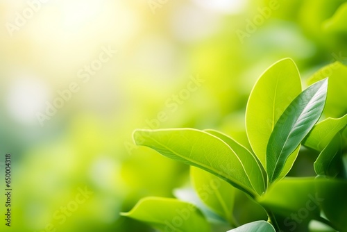 Nature of green leaf in a garden in summer under sunlight. Spring background.