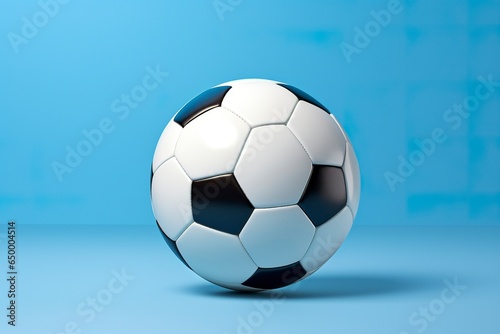 soccer ball on light blue background. 