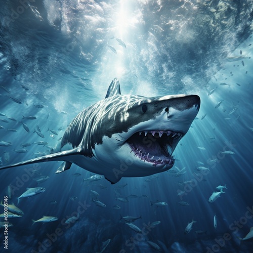 A scene of Great White shark underwater