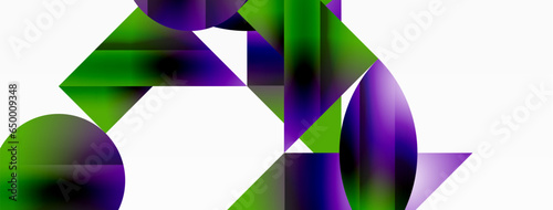 Serene gradient template. Circles and triangles mingle in minimalist perfection. Gentle fusion of forms and hues creates balanced yet captivating backdrop, embodying modern sophistication