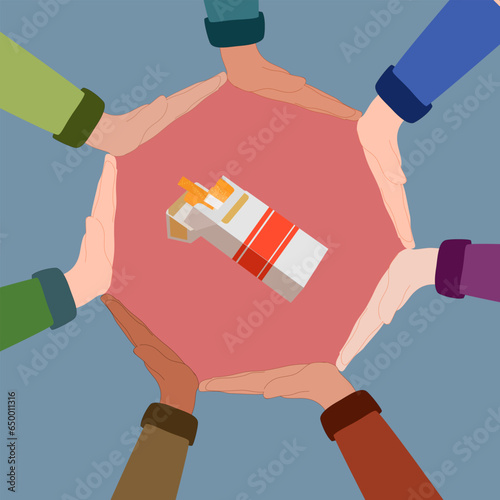 the process of discontinuing tobacco smoking. Tobacco smoke contains nicotine, which is addictive and can cause dependence.