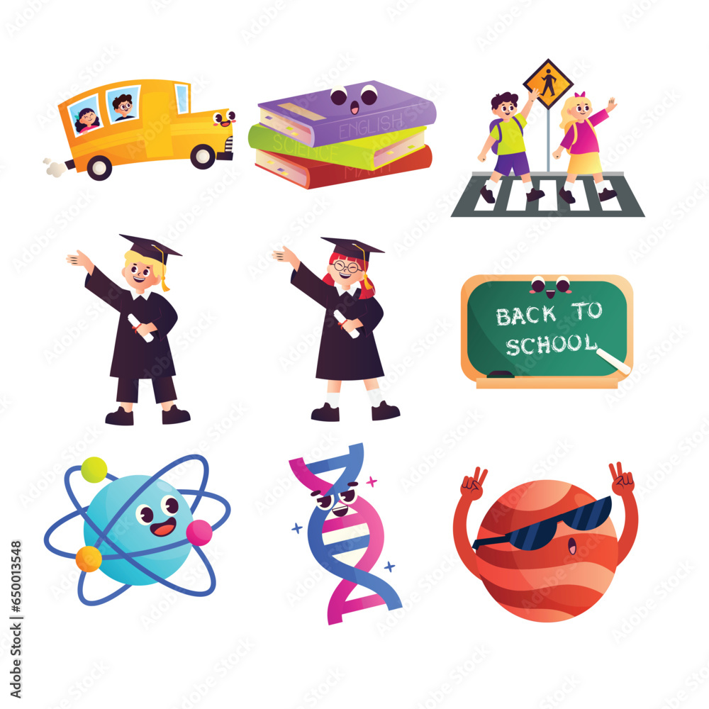 School Edition Playful Adorable Brush Style Illustration | Cute Education Pack