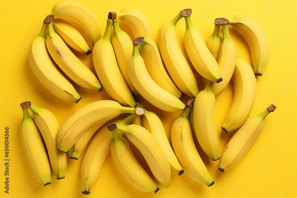 Generative AI Image of Fresh Bananas Fruit on Yellow Background