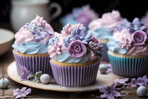 cupcakes with pink frosting flowers