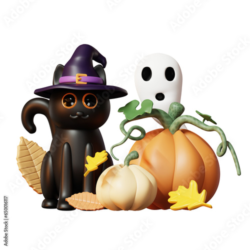 3D happy halloween illustration