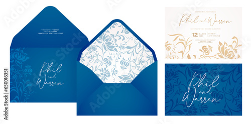 peony flower envelope Set of wedding invitation cards with floral ornament. Elegant template for laser cutting or plotter cutting, for greetings cards template, Stationery, Layout print material paper
