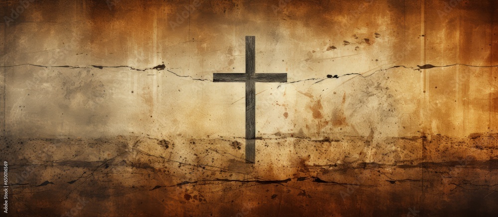 Christian cross on vintage paper background suitable for religious or grunge themed designs