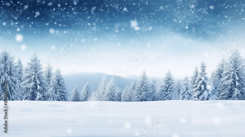 Beautiful winter snowy blurred defocused background, copy space © ASHFAQ