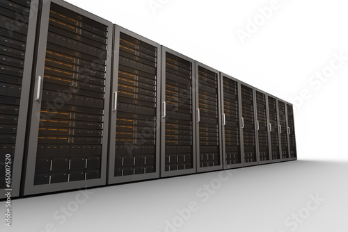 Digital png illustration of row of computer servers on transparent background