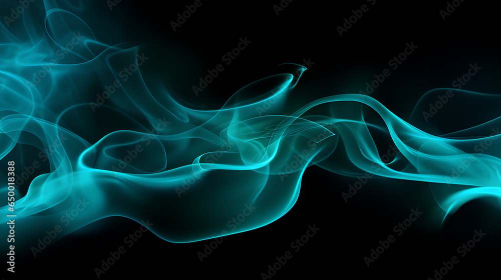 Fototapeta premium Abstract blue smoke on black backgrounds 