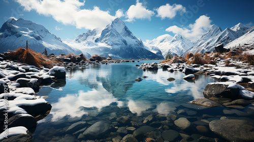 Beautiful snow capped mountains, beautiful winter mountains