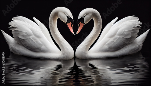 Love couple white swan, Ai generated image  photo