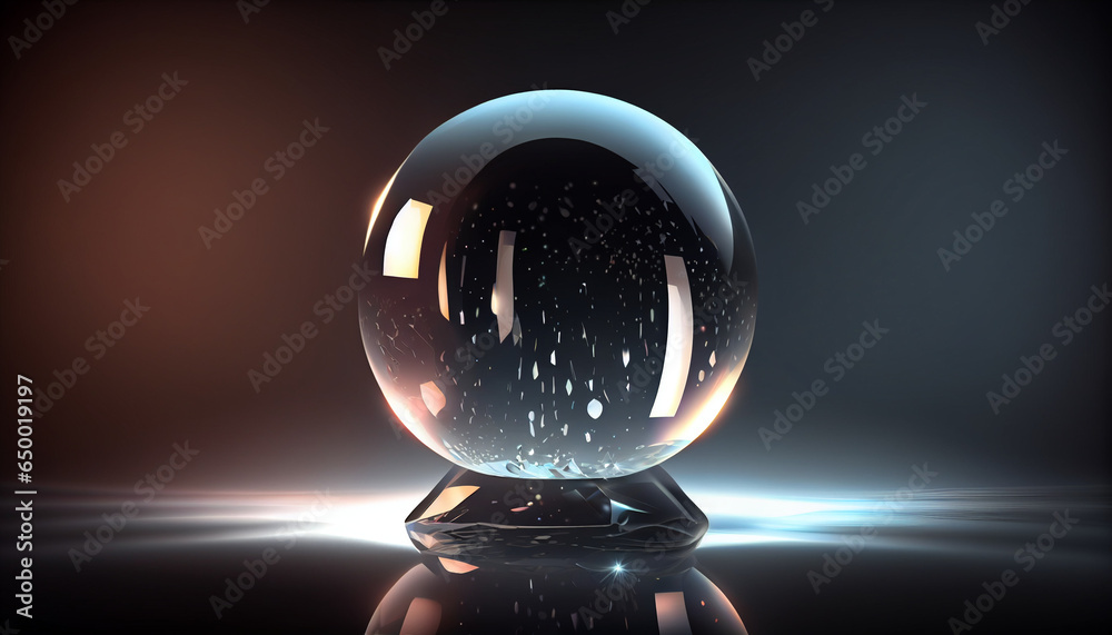Magic crystal ball of Illustration, reflecting the light around, background, Ai generated image - obrazy, fototapety, plakaty 