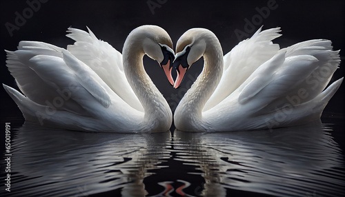 Love couple white swan, Ai generated image 