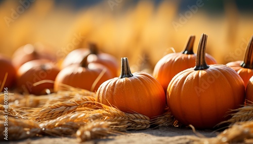 pumpkins and autumn leaves