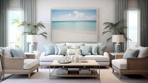 Coastal Living Room with a Beachy Color Palette photo