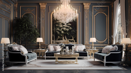 Glamorous Living Room with Crystal and Gold Accents