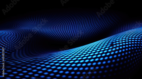 A blue and black background with dot patterns. abstract wave image. © hakule