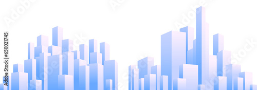 Urban silhouette landscape. Abstract horizontal banner  background cityscape. Panorama in frat style  header images for web. City buildings of business district. Vector illustration simple geometric