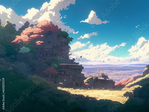 fantasy landscape anime style
